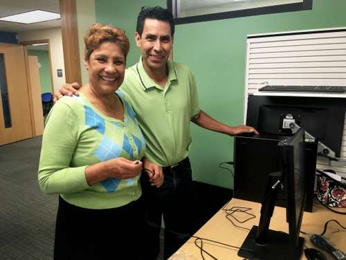 Esperanza and Rene with their new computers