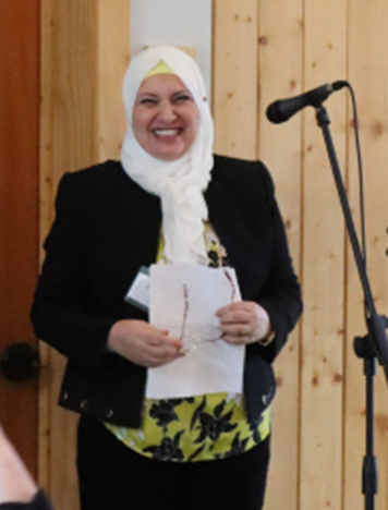 Student speaking at event