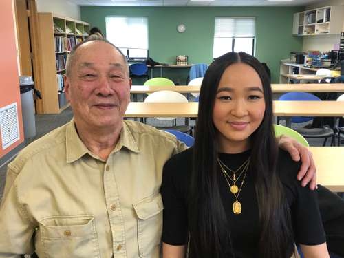 Stephanie and Thanh Le in classroom